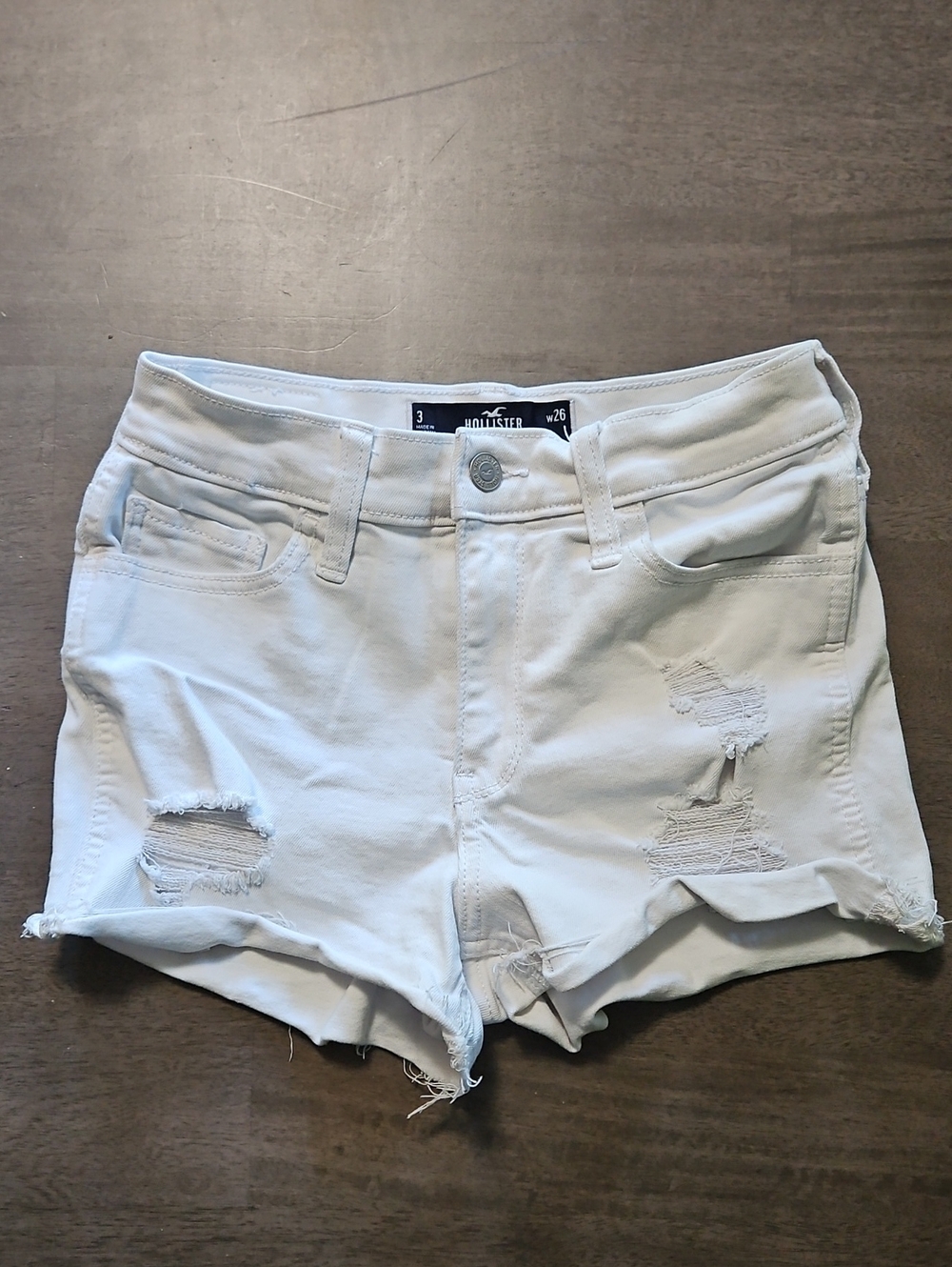 Hollister White Distressed Denim Cutoff Shorts
